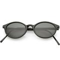 True Vintage Small Horn Rimmed Oval Sunglasses Slim Arms 48mm (Black / Smoke)