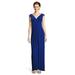 Adrianna Papell Draped Jersey Wrap Gown Beaded Cap Sleeves