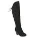 Womens Wide Calf Faux Leather Faux Lace-up Over-the-knee Boots