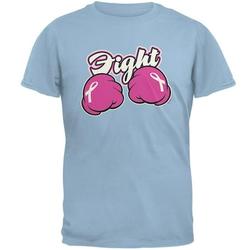 Cartoon Hands Fight Pink Fist Cancer Ribbon Mens T Shirt Carolina Blue LG