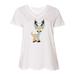 Inktastic Cute Reindeer, Reindeer With Blue Ear Warmers Adult Women's Plus Size V-Neck Female