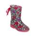 New Girls PVC Leopard and Flowers Bow Tie Rain Boot - 18064 By Jelly Beans Line