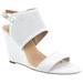 H by Halston Women's McKenzie High Wedge Suede Sandals (Parchment, 9 W US)