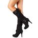 Womens Knee Thigh High Stiletto Heel Ladies Stretch Mid Calf Boots Shoes