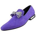 Amali Mens Suede Dress Slip On Shoes with Shiny Bow Tie and Metallic Heel Detail Fowler Lavender Size 13