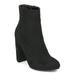 New Women Wild Diva Blossom-24 Faux Suede Almond Toe Rose Embroidered Ankle Boot