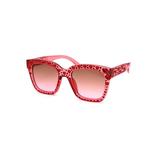 Luxury Large Heart Rhinestone Studded Horn Rim Sunglasses Pink Red Brown Pink