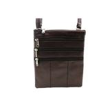 Soft Brown Genuine Leather Cross-Body Bag Multi-Pocket Organizer Smart phone Cover