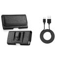 Bemz Accessory Bundle for Moto G6 Play/G6 Forge - PU Leather Wallet (Card Slot/Coin Holder) Holster Carry Case (Black) with Durable Fast Charge/Sync Micro USB Charger Cable (3.3 Feet) and Atom Cloth