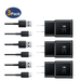 3Pack Adaptive Fast Charger Kit with USB Type C Cable Compatible with Honor Play4 Pro - Black