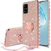Compatible for Samsung Galaxy A71 Case SOGA Glitter Diamond Rhinestone TPU Phone Cover with Ring Stand and Lanyard Girls Women Cover (Rose Gold)