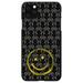 DistinctInk Case for iPhone 12 MINI (5.4 Screen) - Custom Ultra Slim Thin Hard Black Plastic Cover - Yellow Smiley Face Black Grey Damask