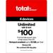 Total by Verizon (formerly Total Wireless) $100 Unlimited 30-Day 4 Lines Prepaid Plan (100GB Shared Data at High Speeds then 2G) + 10GB of Mobile Hotspot Per Line Direct Top Up