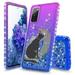 Bemz Liquid Quicksand Case for Samsung Galaxy S20 FE (with Touch Tool) - Black Cat Silver Moon (Purple/Blue)