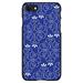 DistinctInk Case for iPhone 7 / 8 / SE (2020 Model) (4.7 Screen) - Custom Ultra Slim Thin Hard Black Plastic Cover - Dark Blue White Floral