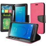 GSA Two-Tone Carbon Wallet For Samsung Galaxy J2 Core Hot Pink/ Black