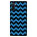 DistinctInk Case for Samsung Galaxy Note 10 (6.3 Screen) - Custom Ultra Slim Thin Hard Black Plastic Cover - Black Blue Chevron Stripes - Chevron Stripes Pattern