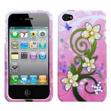 Mybat Tropical Flowers Phone Protector Cover With Diamonds For Apple Iphone 4s4