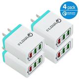4-Pack USB Wall Charger AFFLUX 7.2A 3-Port Fast Charging USB Wall Charger Universal Power Adapter Qualcomm 3.0 Quick Charge For Cell Phone Samsung Note 8 9 Galaxy S8 S9 S9+ iPhone 7 8 X XR Xs Max