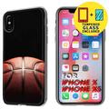 Clear TPU Phone Case for Apple iPhone XS X One Basketball Temper Glass Included Combo