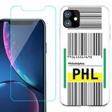 For Apple iPhone 11 Case Slim-Fit TPU Protective Phone Case with Tempered Glass Screen Protector by OneToughShield Â® - Airport Tag / Philadelphia