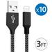 Phone Charger Nylon Braided Lightning Cable TRMTECH 10-Pack 3FT Fast Charging High-Speed Data Sync Cord Phone Connector Compatible with Phone 11 Pro MAX XS MAX XR XS X 8 7 Plus 6S Pad Mini Air Pro