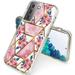 for Samsung Galaxy S21 Plus (6.7 ) Hybrid Design Graphic Fashion Colorful Sparkle Pattern Skin TPU Hard PC Slim Cover Xpm Phone Case [Pink Rose Marble Floral]
