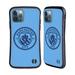 Head Case Designs Officially Licensed Manchester City Man City FC Badge Blue Obsidian Mono Hybrid Case Compatible with Apple iPhone 12 / iPhone 12 Pro