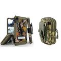 Beyond Cell TriShield Series Bundle Compatible with iPhone XR Military Grade Case Belt Clip Holster (Camo Leaves) with Travel Carrying Pouch (ACU Camo) and Atom Cloth