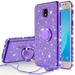 Samsung Galaxy J3 (2018) Galaxy J3 Star Case Express Prime 3 Case Glitter Bling Diamond Bumper Ring Stand Phone Case Girls with Kickstand Sparkly Clear Thin Soft Case for Girl Women - Purple