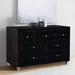 Fabric Upholstered Wooden Dresser with Seven Drawers, Black