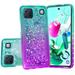 Compatible for LG K92 5G Case with Tempered Glass Screen Protector SOGA Diamond Liquid Quicksand Cover Cute Girl Women Phone Case - Pink / Purple