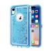 iPhone XR 6.1 inche case 3 in 1 Hard Clear Detachable Sparkle Dynamic Drift Sand Blink Flow Sand Glitter Heart-Shape Quicksand & Paillette Back Clear Hourglass Case Cover(Blue)