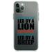 DistinctInk Clear Shockproof Hybrid Case for iPhone 12 / 12 PRO (6.1 Screen) - TPU Bumper Acrylic Back Tempered Glass Screen Protector - Sheep Led By Lion Defeat Lions Led By Sheep