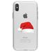 DistinctInk Clear Shockproof Hybrid Case for iPhone X / XS (5.8 Screen) - TPU Bumper Acrylic Back Tempered Glass Screen Protector - Realistic Santa Hat Christmas