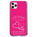 DistinctInk Clear Shockproof Hybrid Case for iPhone 11 (6.1 Screen) - TPU Bumper Acrylic Back Tempered Glass Screen Protector - Hot Pink Nurse Stethoscope Heart - Show Your Support for Nurses