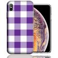 MUNDAZE Apple iPhone Xs & X Design Case - Purple White Plaid Design Cover
