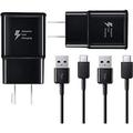 Adaptive Fast Charger Kit OEM Quick Charge USB Wall Charger for Samsung Galaxy S20/Note 10/S10/S9/S8/S8 Plus/Note8/9 {2 Type-C Cables + 2 Wall Chargers}Charge up to 50% Faster (Black)