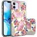 CoverON Apple iPhone 12 Mini Case (5.4 ) Slim Lightweight Scratch Resistant Glossy Phone Cover bumper Grip Marble Glitter Flower