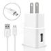Cricket ZTE Fanfare Accessory Kit 2 in 1 Quick Charge USB Wall Charger 3.1 AMP Adapter + 3 Feet USB Data Sync Charging Cable WHITE