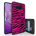 Galaxy S10+ Case Duo Shield Slim Wallet Case + Dual Layer Card Holder For Samsung Galaxy S10+ [NOT S10 OR S10e] (Released 2019) Hot Pink/Black Zebra