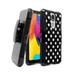 Capsule Case Compatible with LG Stylo 5 [Dual Layer Heavy Duty Combat Belt Clip Shockproof Kickstand Holster Black Case Cover] for LG Stylo 5 LM-Q720 L722DL (Polka Dot Black)