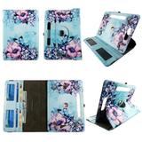 Pink Blue Flower tablet case 7 inch for Zeki 7 7inch android tablet cases 360 rotating slim folio stand protector pu leather cover travel e-reader cash slots