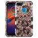 Motorola Moto E6 PLAY Phone Case Hybrid Armor [Military Grade] Dual Layer Rugged Rubber TPU Shockproof Defender Protective Cover 2D Design Leaf Lace Flowers Damask Floral for Motorola Moto E6 Play