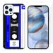 Slim-Fit Protective Phone Case compatible with iPhone 12 Pro Max with Tempered Glass Screen Protector by OneToughShield Â® - Cassette Blue