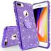 iPhone 7 Plus Case iPhone 8 Plus Case Glitter Cute Phone Case Girls with Kickstand Bling Diamond Rhinestone Bumper Ring Stand Protective Clear iPhone 7 Plus/ 8 Plus for Girl Women - Purple