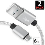 2x Micro USB Cable Charger For Android FREEDOMTECH 6ft USB to Micro USB Cable Charger Cord High Speed USB2.0 Sync and Charging Cable for Samsung HTC Motorola Nokia MP3 Tablet and More