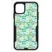 DistinctInk Custom SKIN / DECAL compatible with OtterBox Commuter for iPhone 11 Pro (5.8 Screen) - Preppy Pattern - Green Pink White Flowers Floral