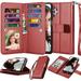 NJJEX Wallet Case for Samsung Galaxy A03S A12 A13 A14 A23 A32 A51 A52 A53 A54 5G Case [9 Card Slots] PU Leather Credit Holder Folio Flip [Detachable] Kickstand Lanyard Magnetic Phone Cover [Wine Red]