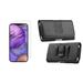 Bemz Holster Bundle for Apple iPhone 12 Mini: Horizontal Executive Series PU Leather Phone Carrying Pouch Belt Holster with Tempered Glass Screen Protector - Black